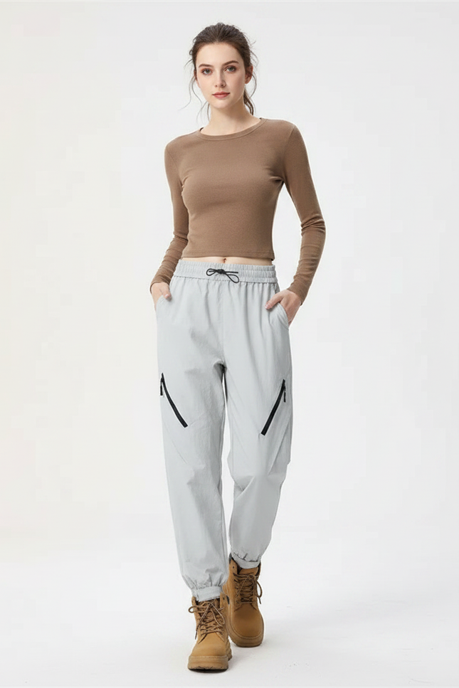 Pantalon Randonnée Ultra Léger Femme - Gris Polyester