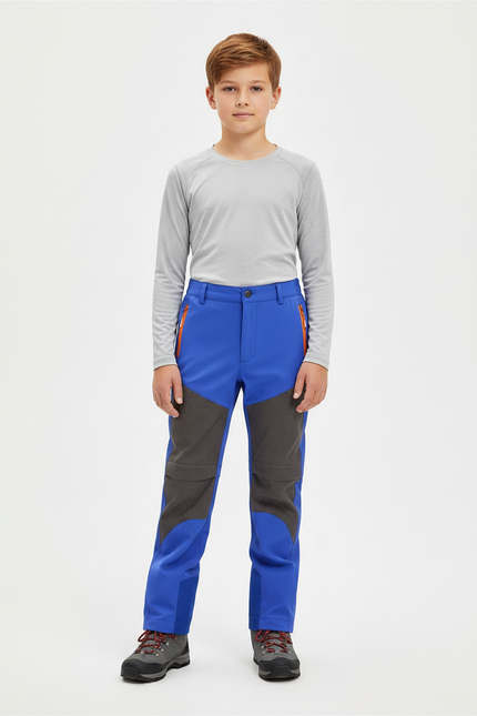 Pantalon Randonnée Enfant Bleu Bicolore Imperméable Coupe-vent - Polyester