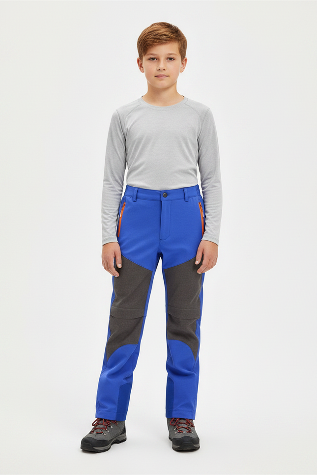 Pantalon Randonnée Enfant Bleu Bicolore Imperméable Coupe-vent - Polyester