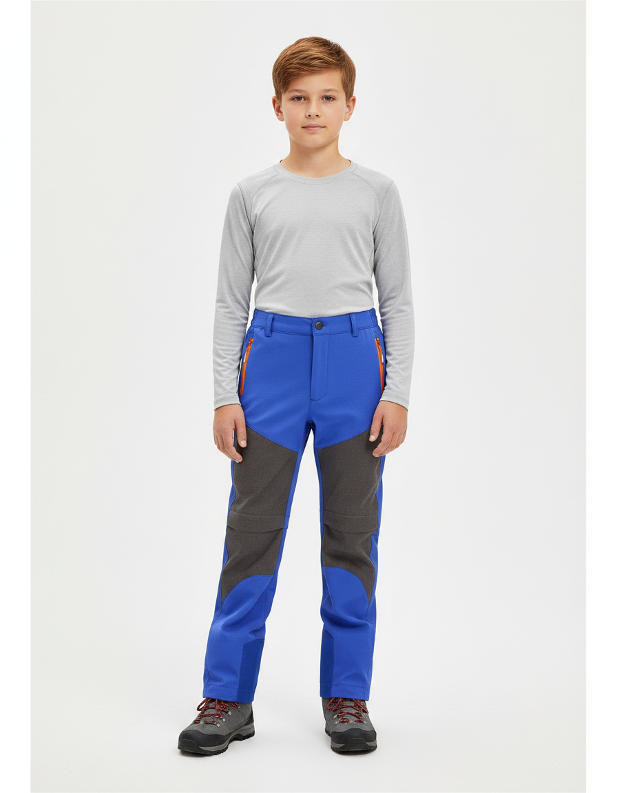 Pantalon Randonnée Enfant Bleu Bicolore Imperméable Coupe-vent - Polyester