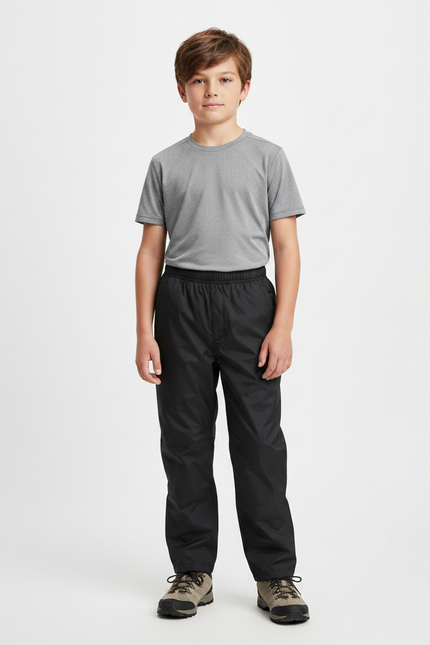 Pantalon Randonnée Noir Imperméable Léger Durable Enfant - Polyester