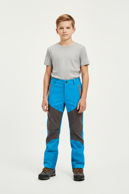 Pantalon Randonnée Enfant Bicolore Imperméable Coupe-vent Bleu - Polyester