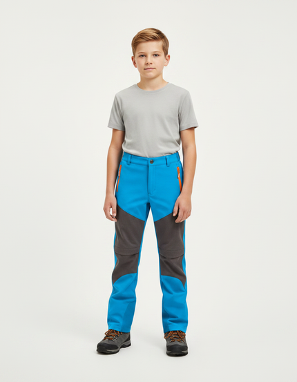 Pantalon Randonnée Enfant Bicolore Imperméable Coupe-vent Bleu - Polyester