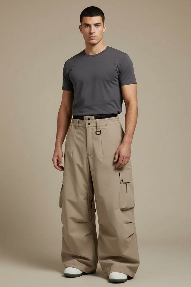 Pantalon Randonnée Beige Ample Cargo Imperméable Homme - Polyester