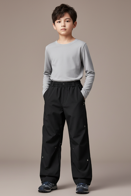 Pantalon Randonnée Noir Ample Imperméable Enfant Sport - Polyester