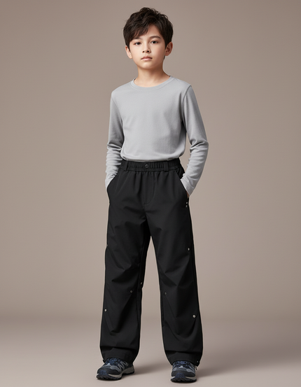 Pantalon Randonnée Noir Ample Imperméable Enfant Sport - Polyester