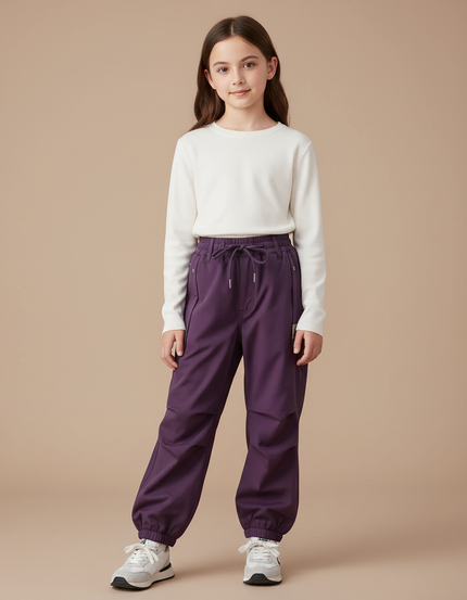 Pantalon Randonnée Violet Ample Enfant Cordon - Polyester