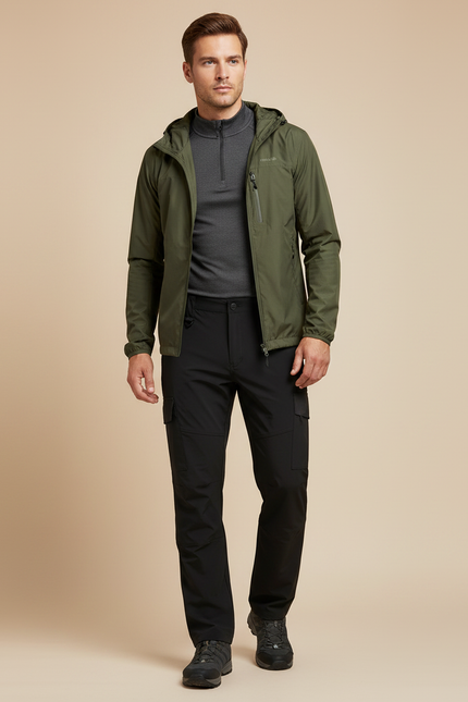 Pantalon Randonnée Noir Cargo Tactique Léger Homme - Polyester