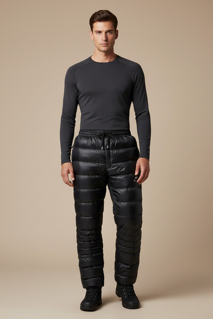 Pantalon Randonnée Noir Duvet Ultraléger Chaud Homme - Polyester