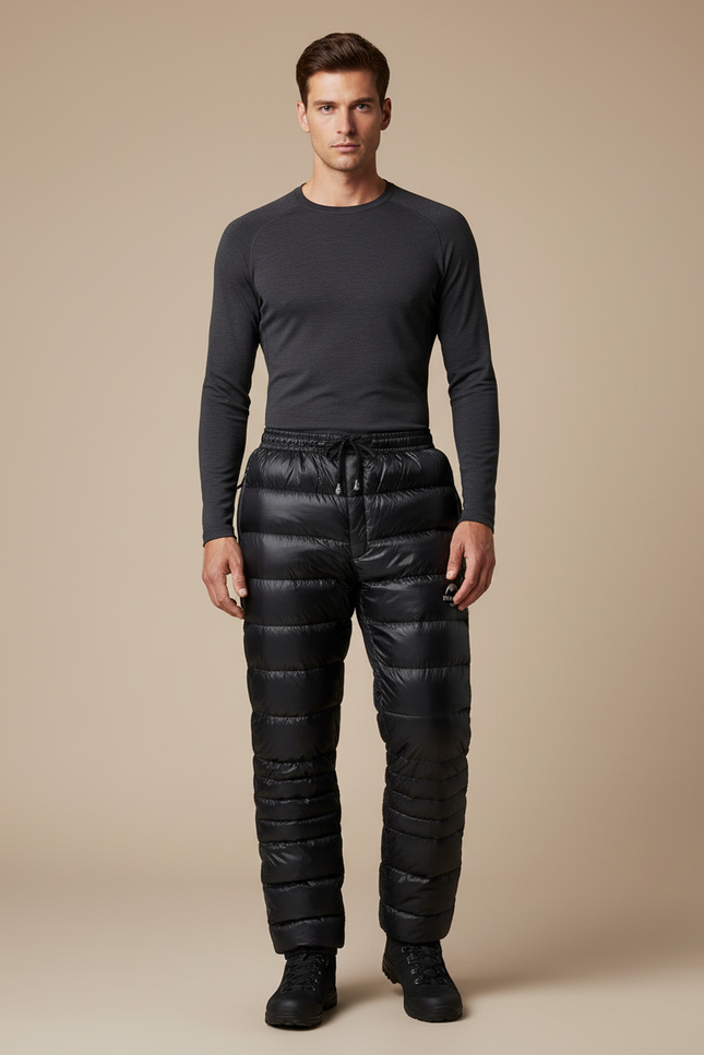 Pantalon Randonnée Noir Duvet Ultraléger Chaud Homme - Polyester