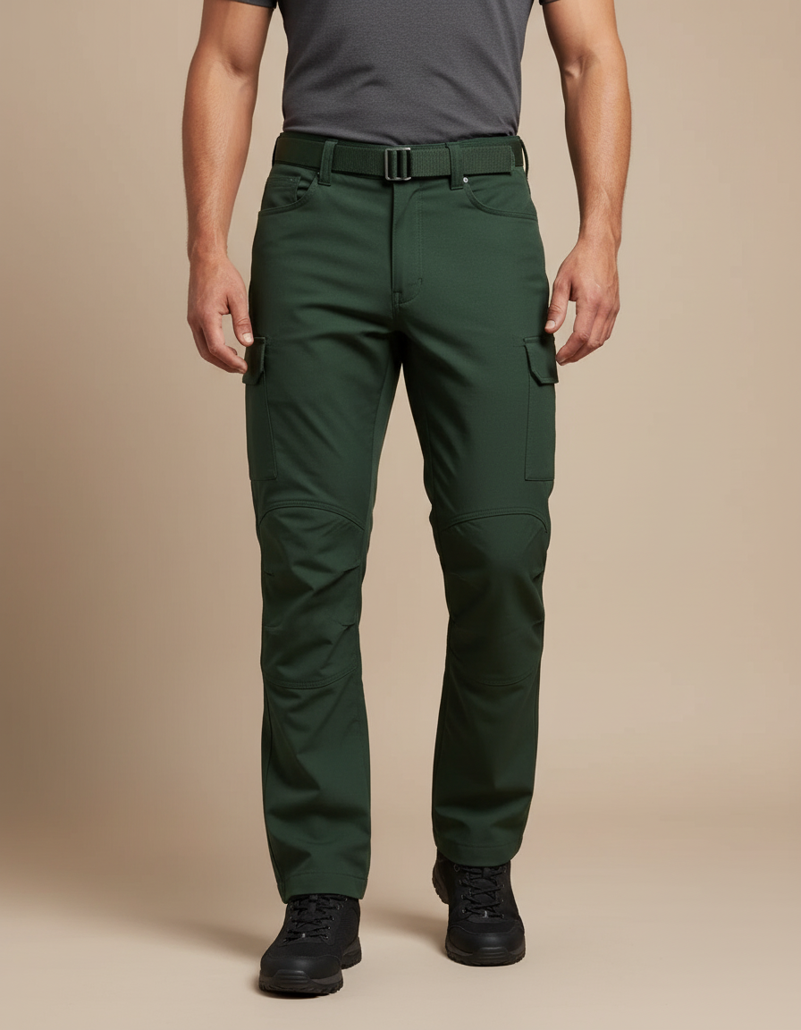 Pantalon Randonnée Vert Homme Cargo Tactique Résistant - Polyester