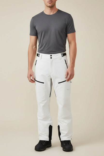 Pantalon Randonnée Blanc Imperméable Homme Ajusté Hiver - Polyester