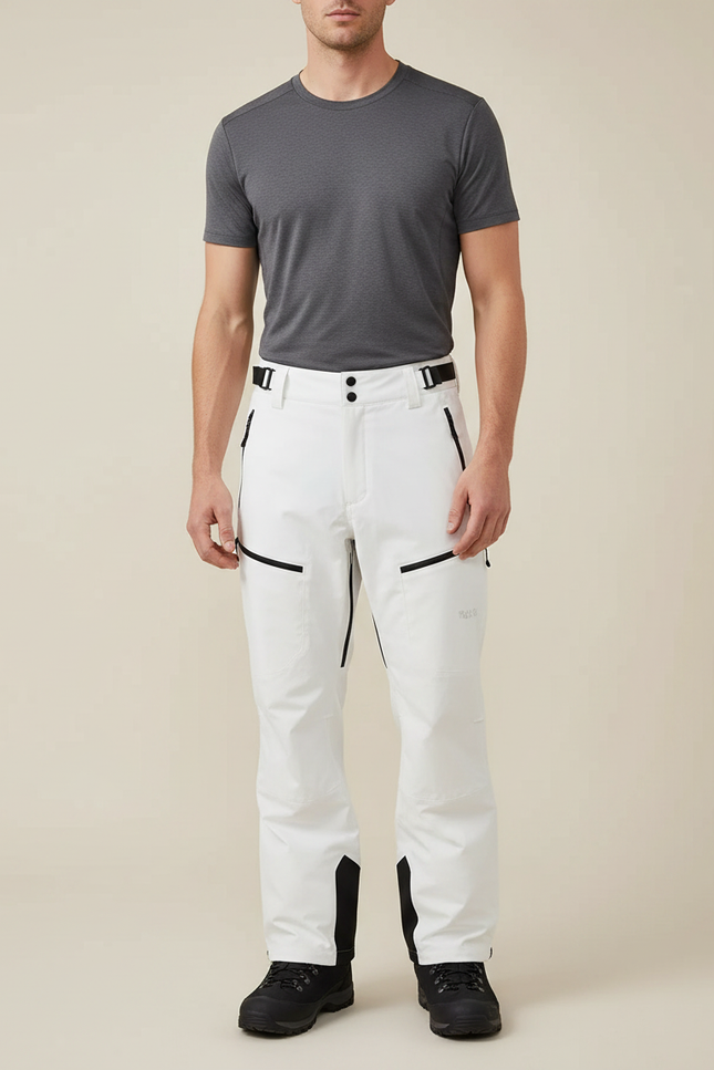 Pantalon Randonnée Blanc Imperméable Homme Ajusté Hiver - Polyester