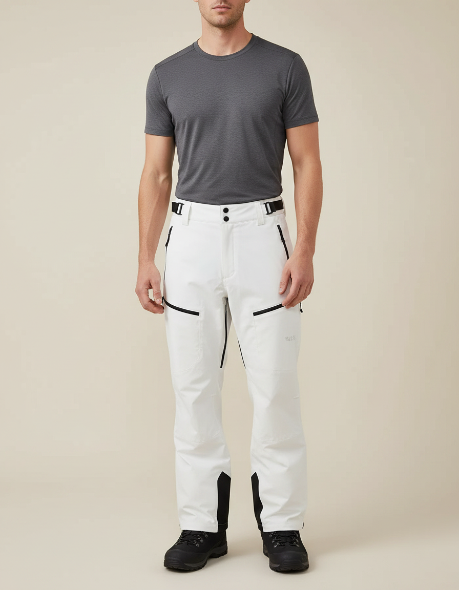 Pantalon Randonnée Blanc Imperméable Homme Ajusté Hiver - Polyester