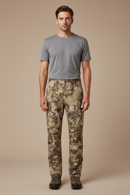 Pantalon Randonnée Camouflage Multicam Homme Tactique Multi-Poches - Multicolore Polyester