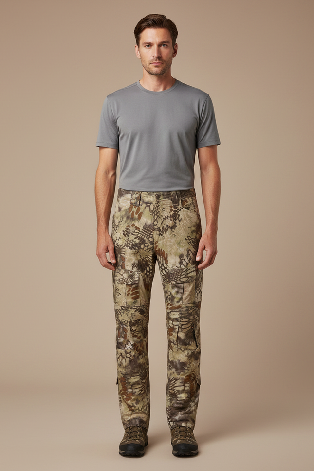 Pantalon Randonnée Camouflage Multicam Homme Tactique Multi-Poches - Multicolore Polyester
