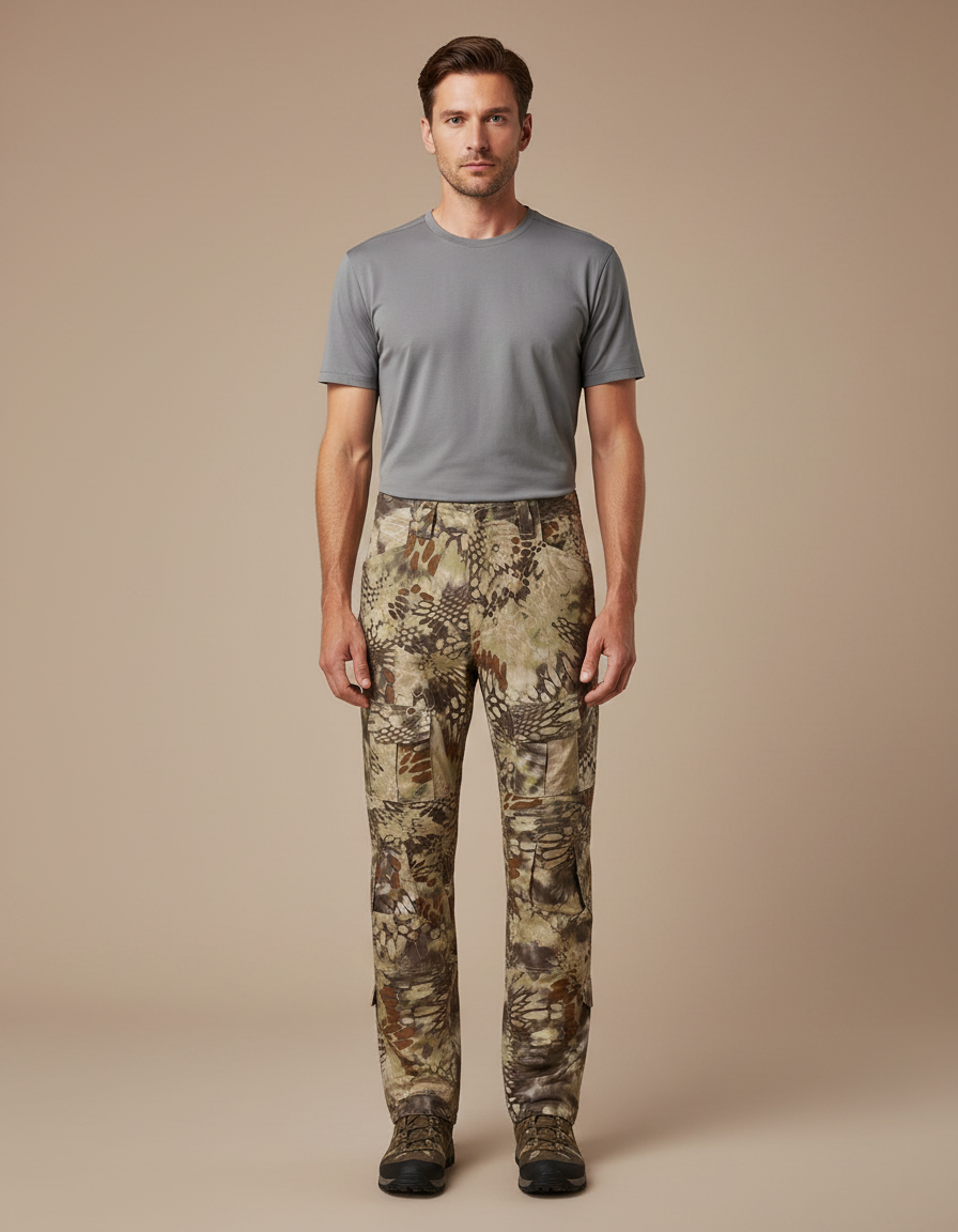Pantalon Randonnée Camouflage Multicam Homme Tactique Multi-Poches - Multicolore Polyester