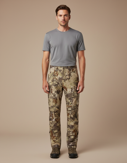 Pantalon Randonnée Camouflage Multicam Homme Tactique Multi-Poches - Multicolore Polyester