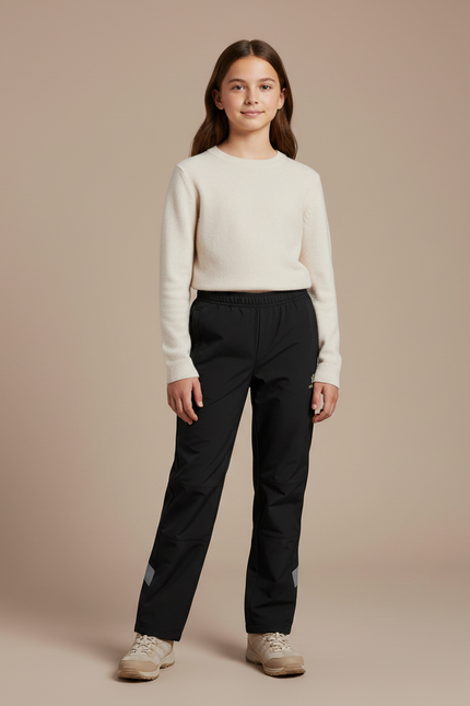 Pantalon Randonnée Noir Enfant Réfléchissant Sportif Léger - Polyester
