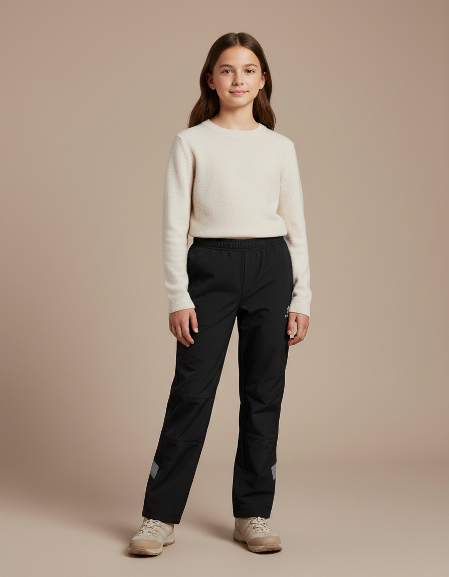 Pantalon Randonnée Noir Enfant Réfléchissant Sportif Léger - Polyester