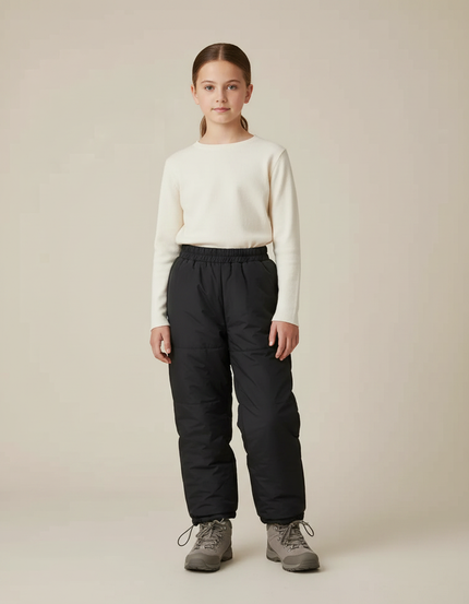 Pantalon Randonnée Noir Hiver Matelassé Enfant Chaud - Polyester