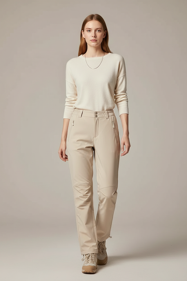Pantalon Randonnée Beige Femme Ajusté Léger Confortable - Polyester