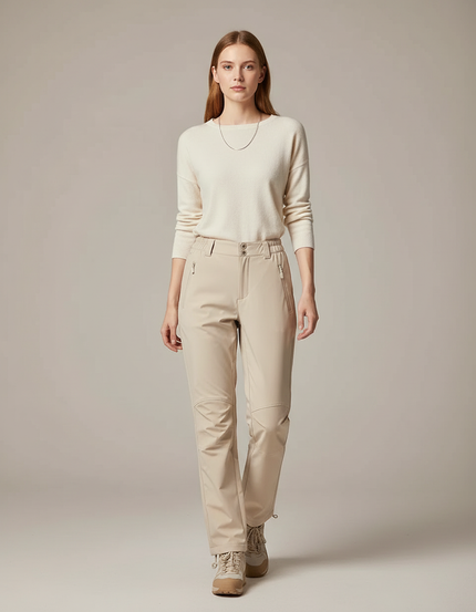 Pantalon Randonnée Beige Femme Ajusté Léger Confortable - Polyester