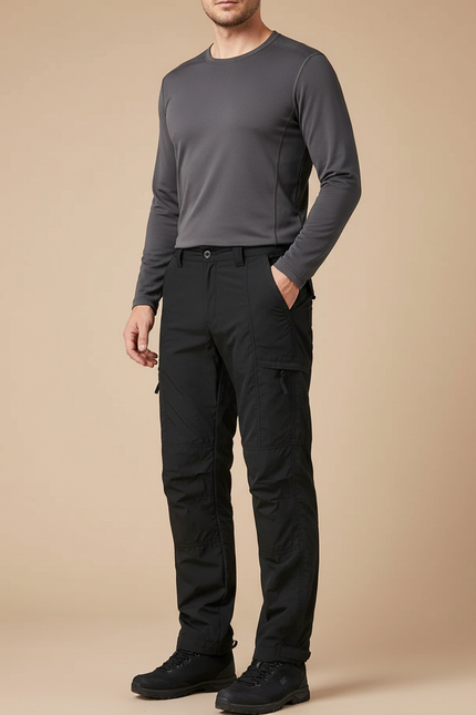 Pantalon Randonnée Noir Cargo Homme Thermique - Polyester