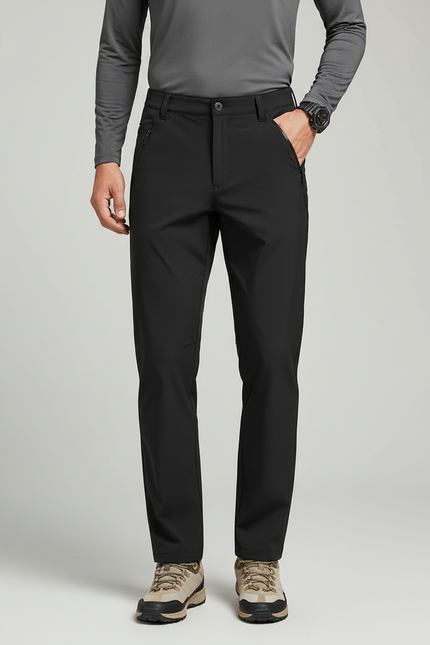 Pantalon Randonnée Noir Homme Coupe Droite Séchage Rapide - Polyester