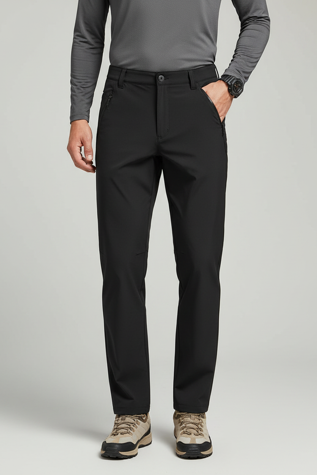 Pantalon Randonnée Noir Homme Coupe Droite Séchage Rapide - Polyester