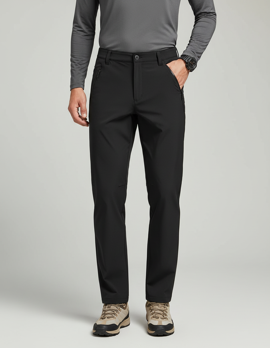 Pantalon Randonnée Noir Homme Coupe Droite Séchage Rapide - Polyester