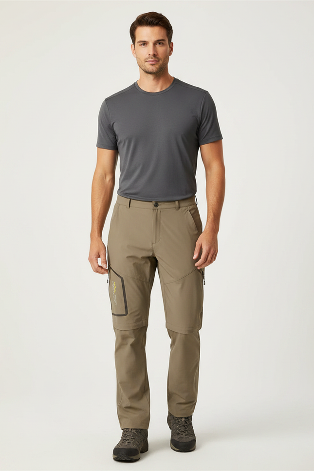 Pantalon Randonnée Convertible Homme Léger Respirant Kaki - Polyester
