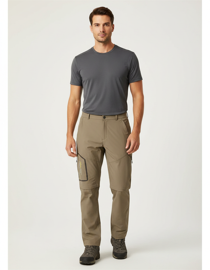 Pantalon Randonnée Convertible Homme Léger Respirant Kaki - Polyester
