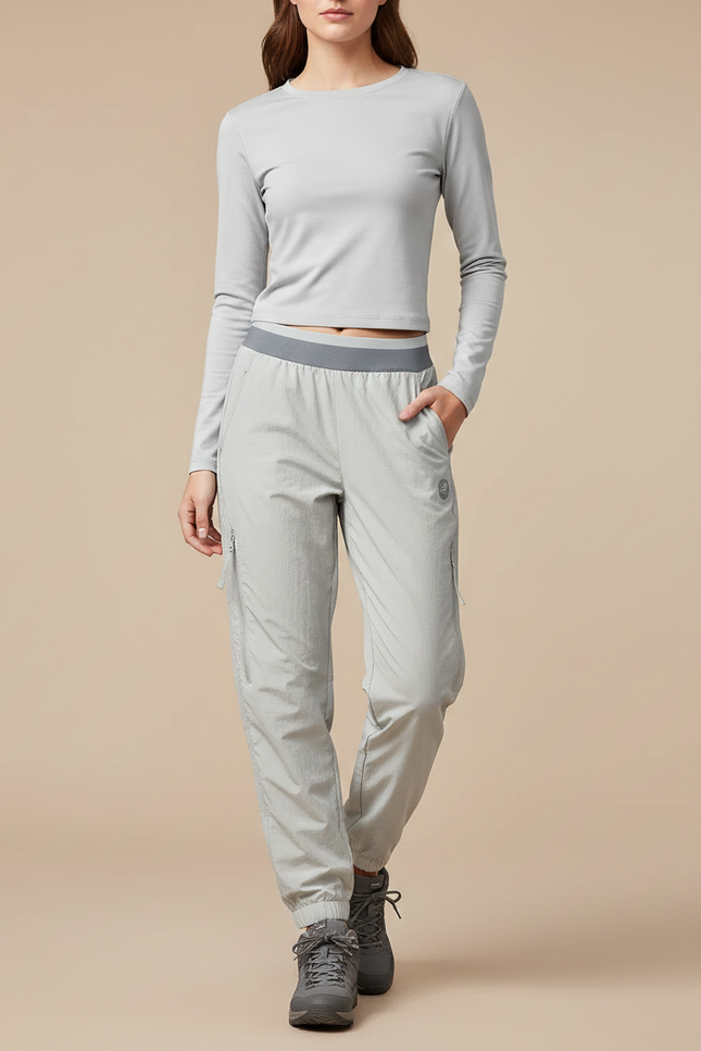 Pantalon Randonnée Cargo Femme - Gris Polyester