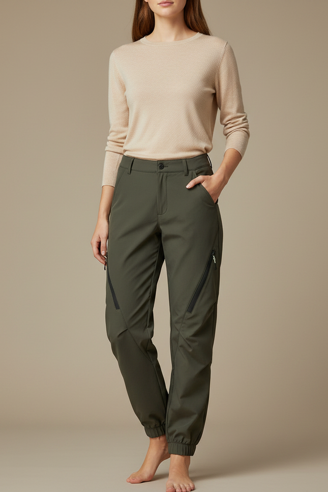Pantalon Pluie Randonnée Femme - Kaki Polyester