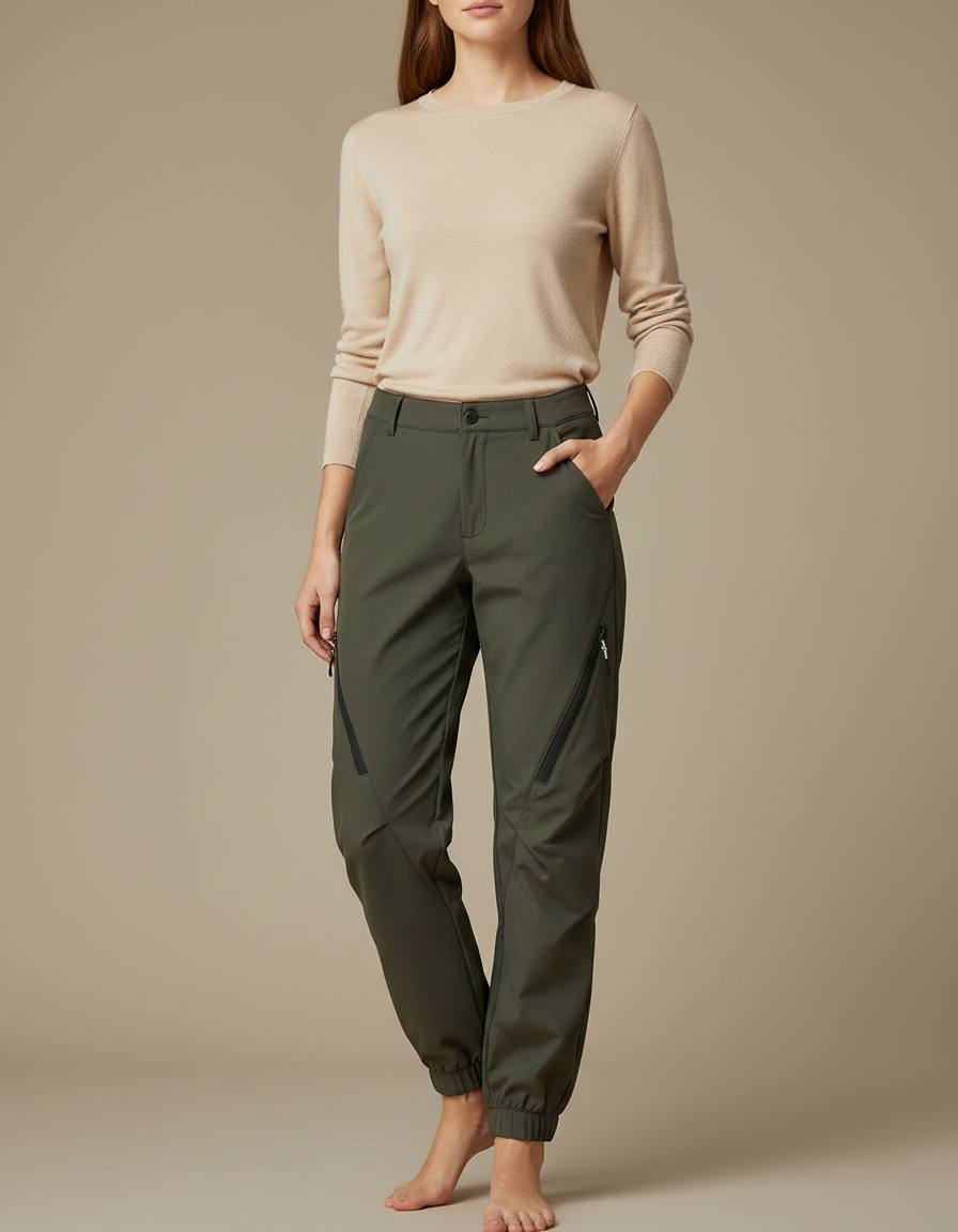 Pantalon Pluie Randonnée Femme - Kaki Polyester