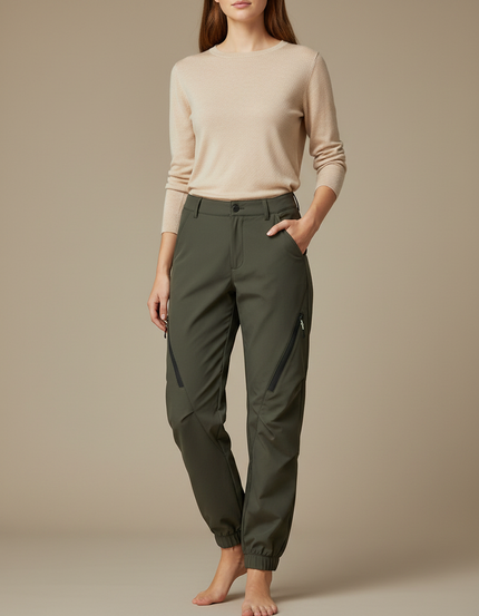 Pantalon Pluie Randonnée Femme - Kaki Polyester