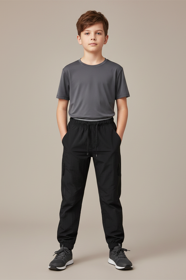 Pantalon Randonnée Noir Enfant Cargo Confortable Respirant - Polyester