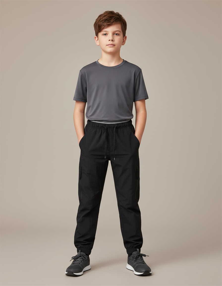 Pantalon Randonnée Noir Enfant Cargo Confortable Respirant - Polyester