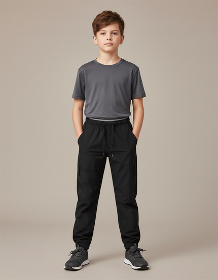 Pantalon Randonnée Noir Enfant Cargo Confortable Respirant - Polyester