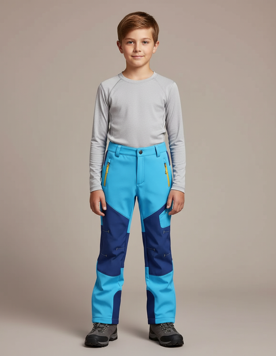 Pantalon Randonnée Enfant Bicolore Bleu Imperméable Léger - Multicolore Polyester