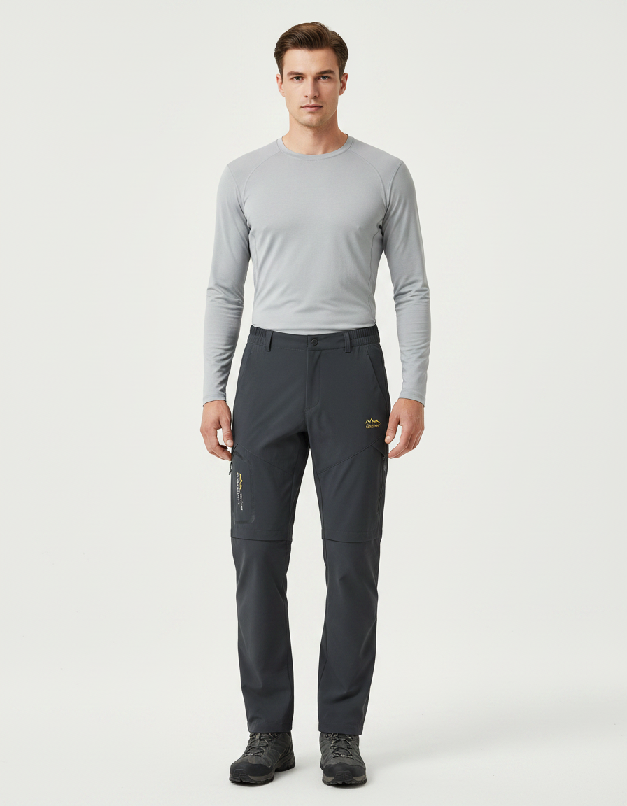 Pantalon Randonnée Gris Convertible Léger Séchage Rapide Homme - Polyester