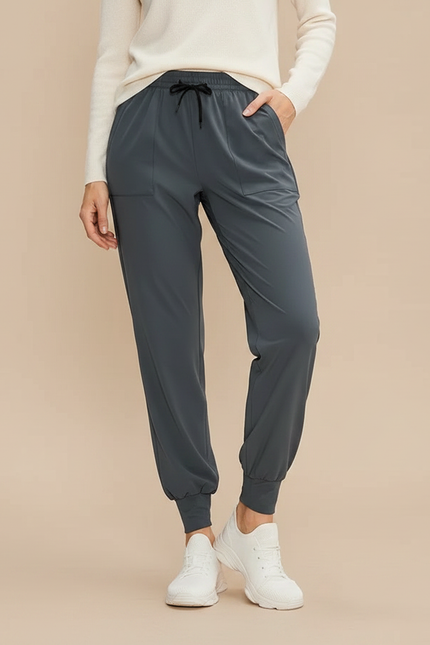Pantalon Randonnée Gris Cordon Ample Femme Sport - Polyester