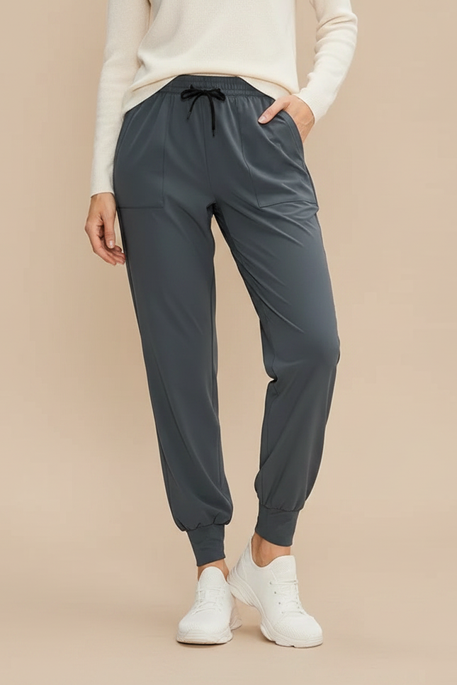 Pantalon Randonnée Gris Cordon Ample Femme Sport - Polyester