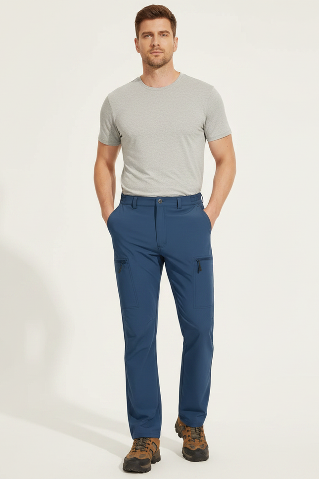 Pantalon Randonnée Bleu Cargo Droit Multipoches Homme - Polyester