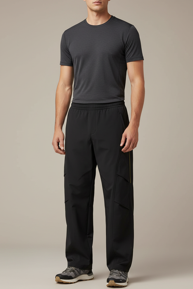 Pantalon Randonnée Noir Ample Imperméable Cargo Homme - Polyester