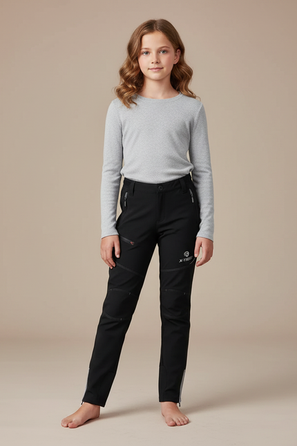 Pantalon Randonnée Noir Enfant Léger Confortable - Polyester