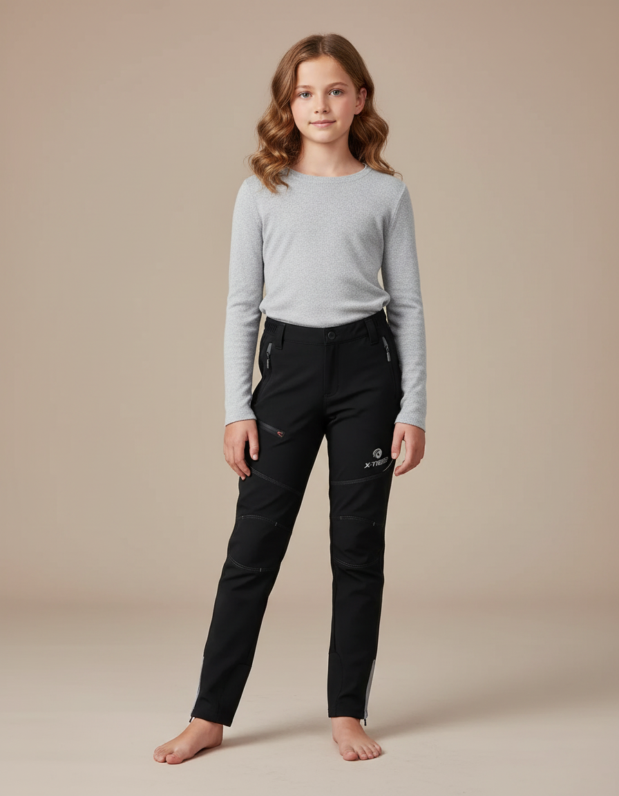 Pantalon Randonnée Noir Enfant Léger Confortable - Polyester