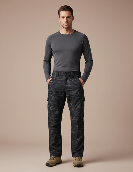 Pantalon Randonnée Camouflage Homme Multipoches Tactique Résistant - Imprimé Polyester
