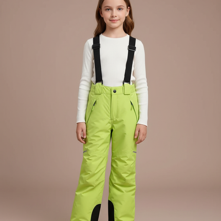 Pantalon Randonnée Vert Ski Imperméable Enfant Hiver - Polyester